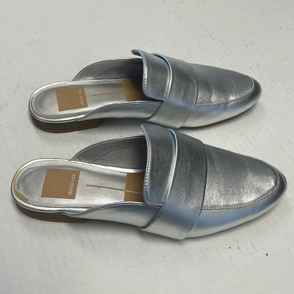 Dolce Vita silver slides